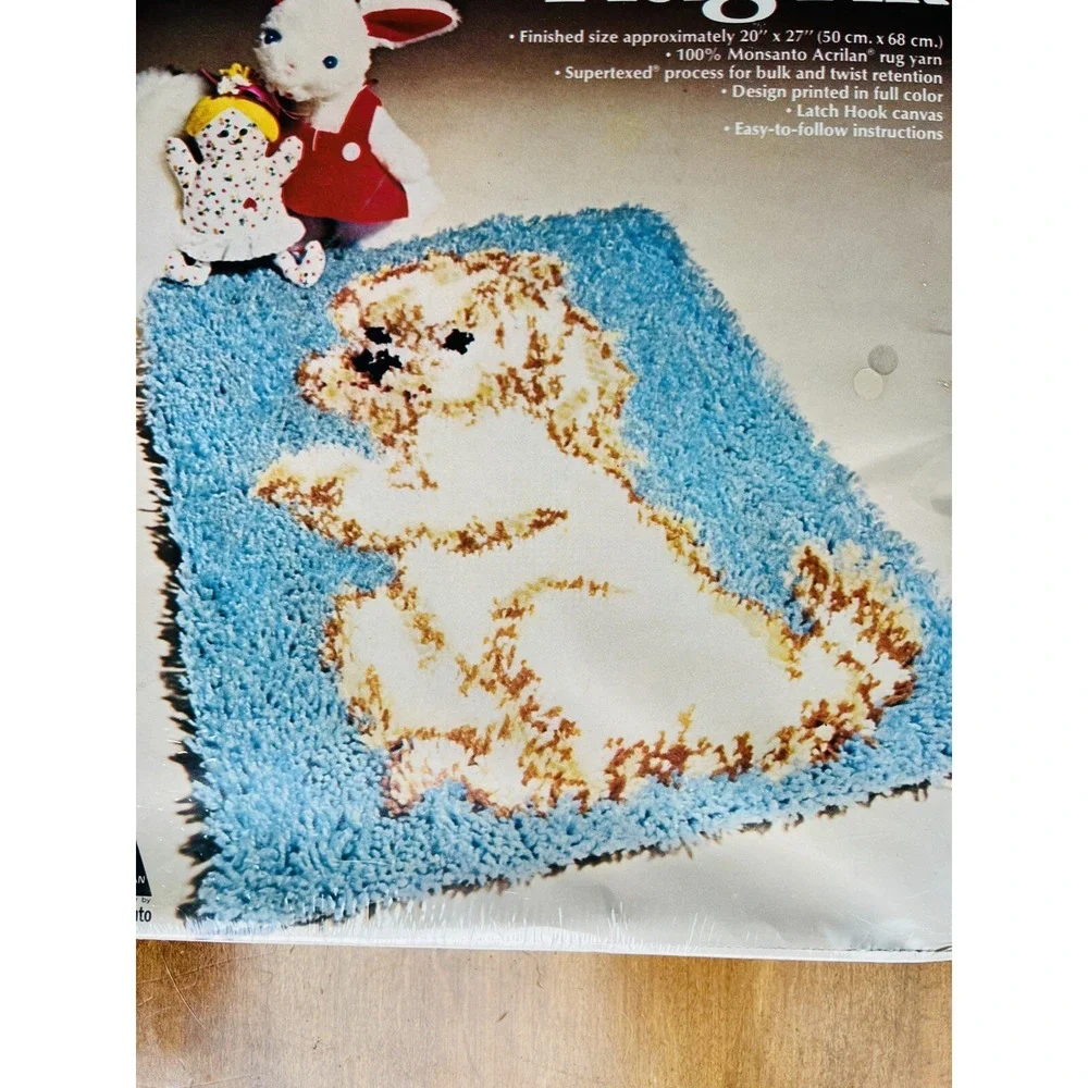 Vintage Latch Hook Rug Kit Fluffy Dog Vogart Hook-It Wall Hanging #432 Brand New